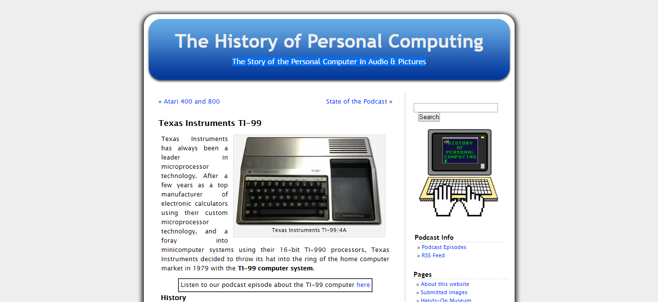 Details : The History of Personal Computing- TI-99