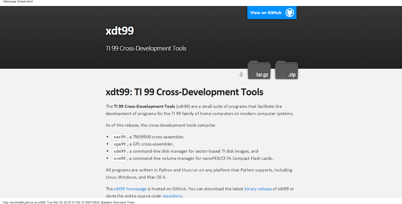 Details : xdt99 : TI 99 Cross-Development Tools