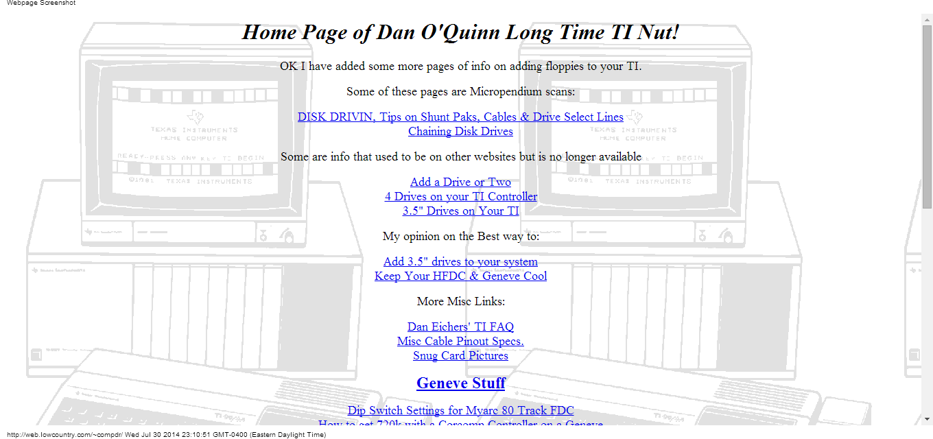 Details : Home Page of Dan O'Quinn Long Time TI Nut