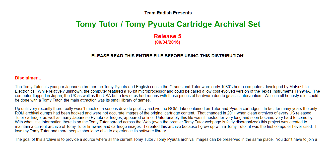 Details : Tomy Tutor / Tomy Pyuuta Cartridge Archival Set