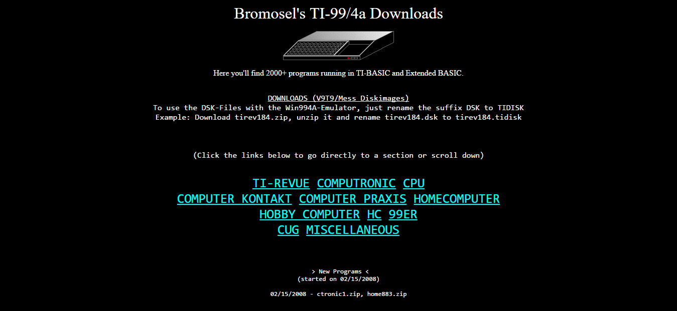 Details : Bromosel's TI-99/4A Downloads